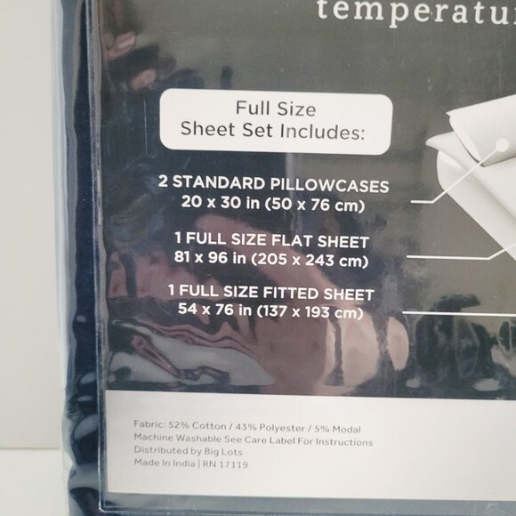 NWT Sealy Ultimate Indulgence 1250 Thread Count NAVY Bedsheet Set FULL - Picture 4 of 5